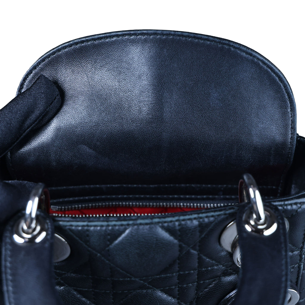 Preowned CHRISTIAN DIOR Lady Dior Mini Leather Black SHW Bag | Luxe Again Maison