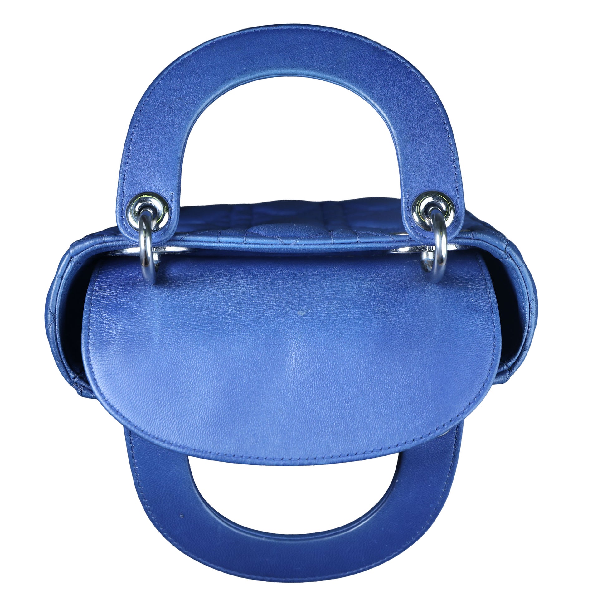 Preowned CHRISTIAN DIOR Lady Dior Mini Leather Blue SHW Bag | Luxe Again Maison