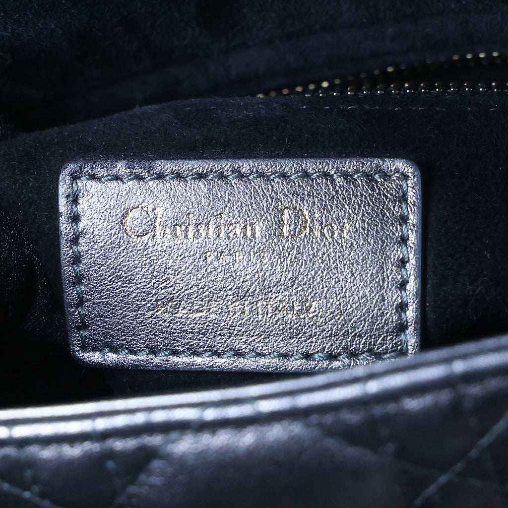 Preowned CHRISTIAN DIOR Lady Dior Small Leather Silver GHW Bag | Luxe Again Maison