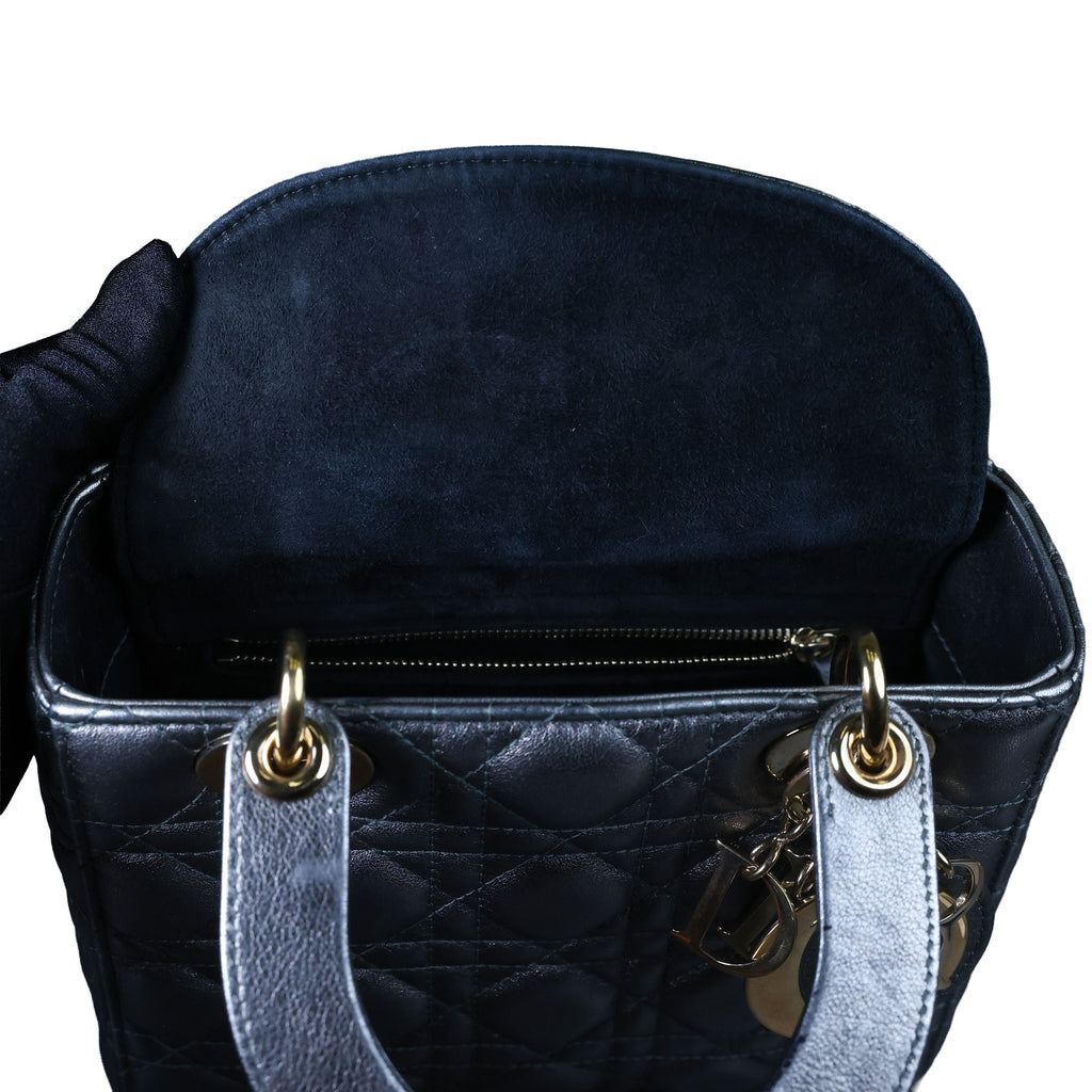 Preowned CHRISTIAN DIOR Lady Dior Small Leather Silver GHW Bag | Luxe Again Maison