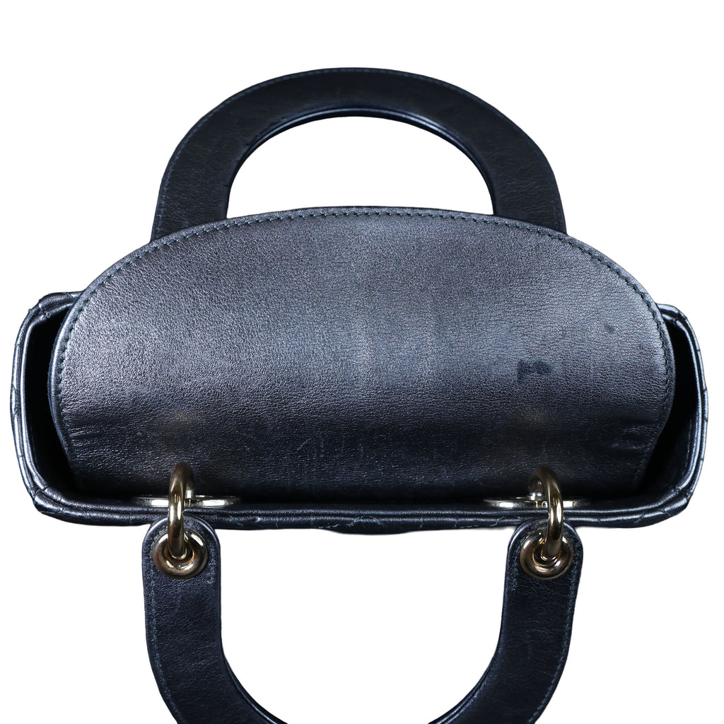 Preowned CHRISTIAN DIOR Lady Dior Small Leather Silver GHW Bag | Luxe Again Maison