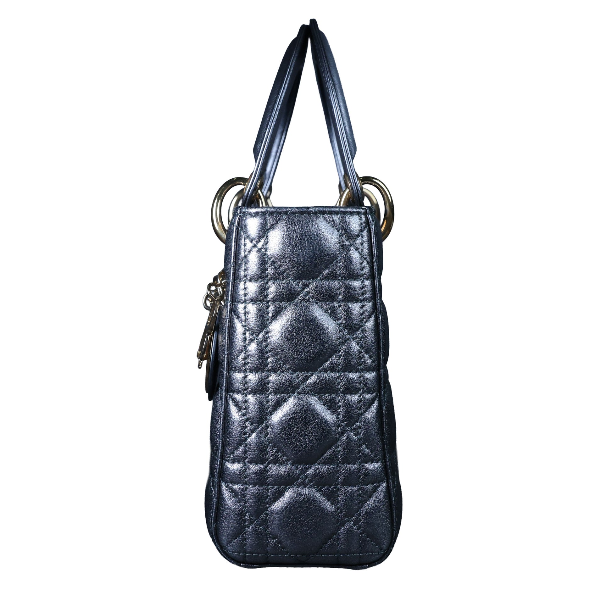 Preowned CHRISTIAN DIOR Lady Dior Small Leather Silver GHW Bag | Luxe Again Maison