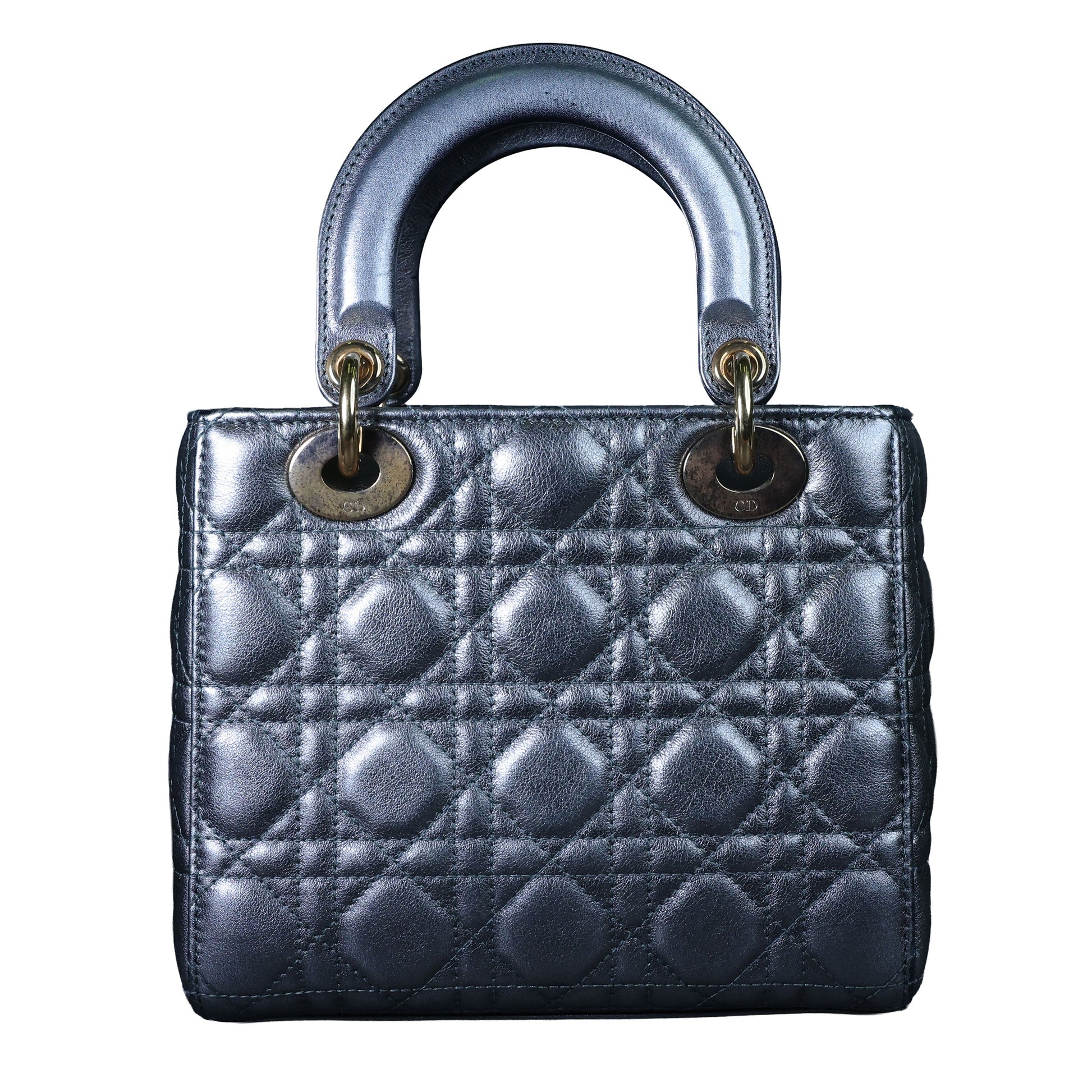 Preowned CHRISTIAN DIOR Lady Dior Small Leather Silver GHW Bag | Luxe Again Maison