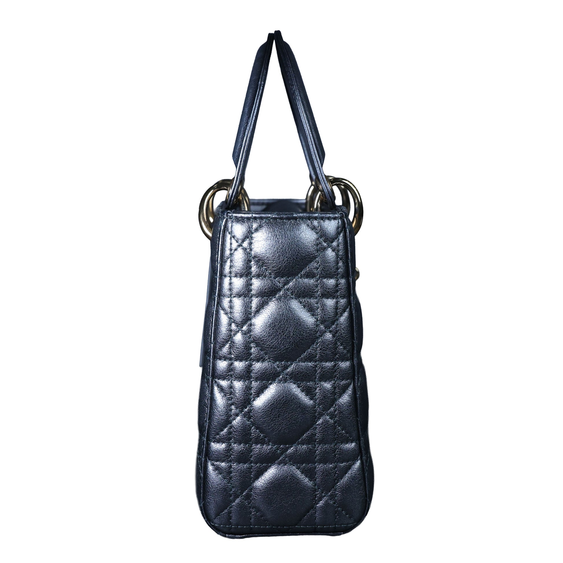 Preowned CHRISTIAN DIOR Lady Dior Small Leather Silver GHW Bag | Luxe Again Maison