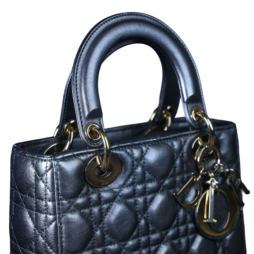 Preowned CHRISTIAN DIOR Lady Dior Small Leather Silver GHW Bag | Luxe Again Maison
