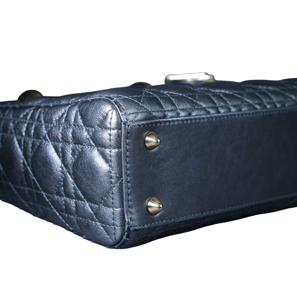 Preowned CHRISTIAN DIOR Lady Dior Small Leather Silver GHW Bag | Luxe Again Maison