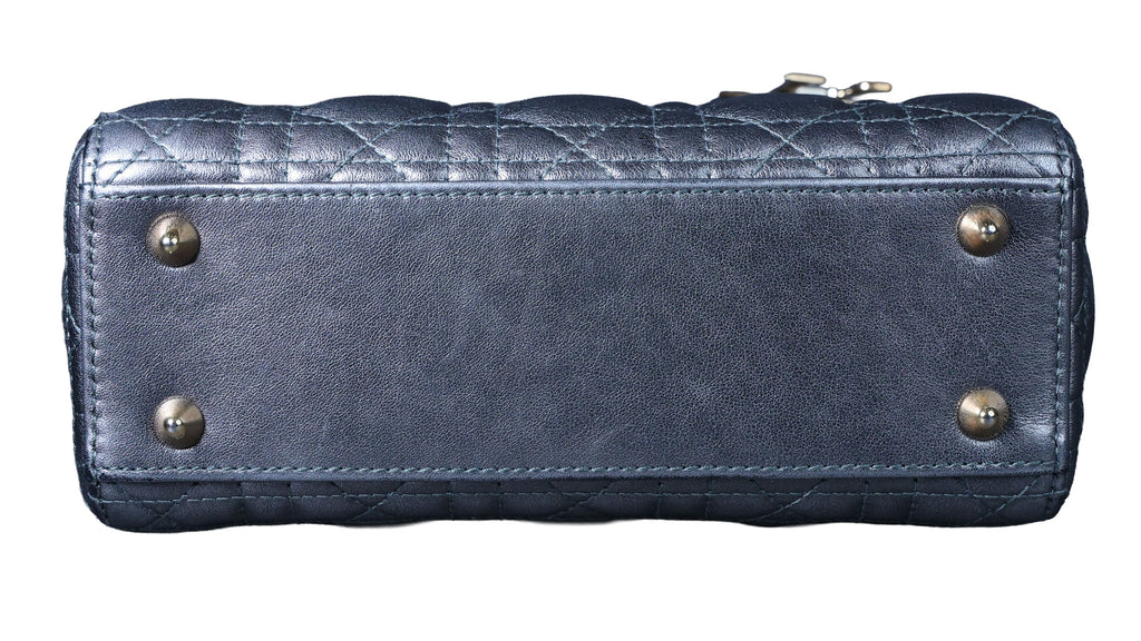 Preowned CHRISTIAN DIOR Lady Dior Small Leather Silver GHW Bag | Luxe Again Maison