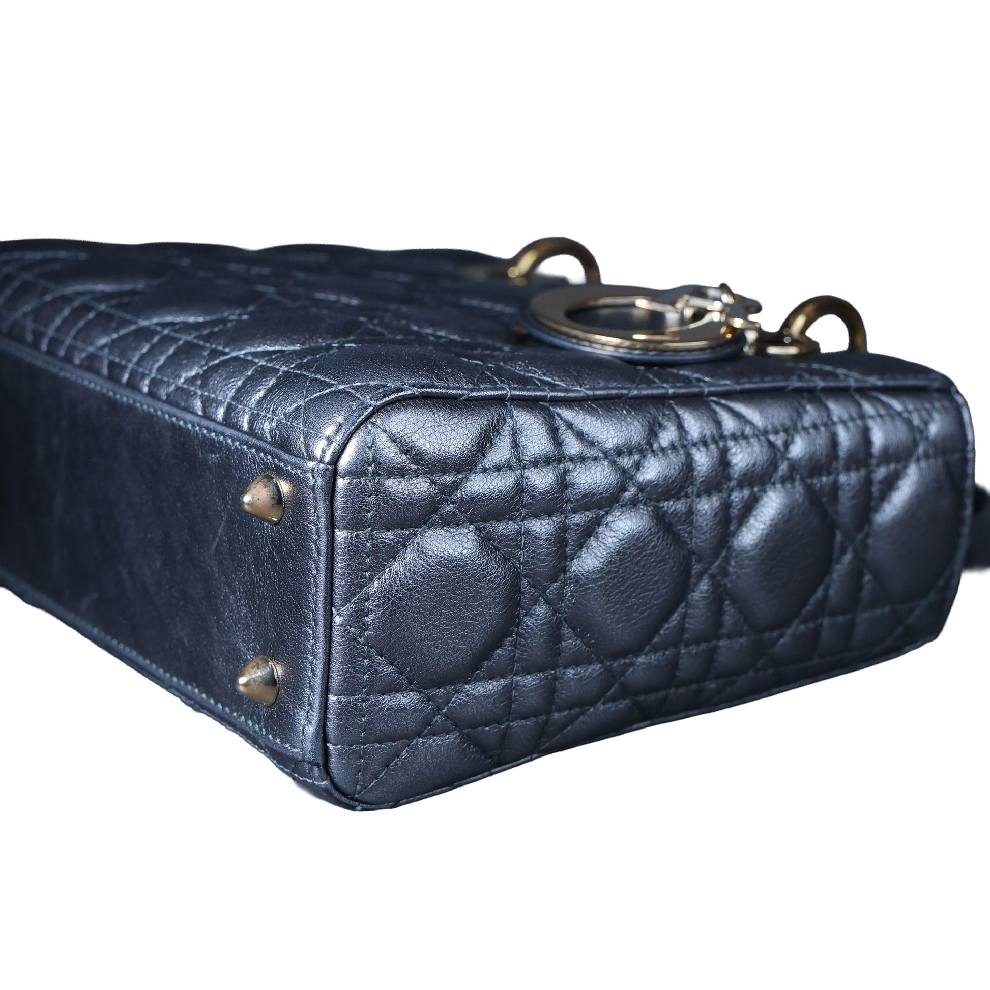 Preowned CHRISTIAN DIOR Lady Dior Small Leather Silver GHW Bag | Luxe Again Maison