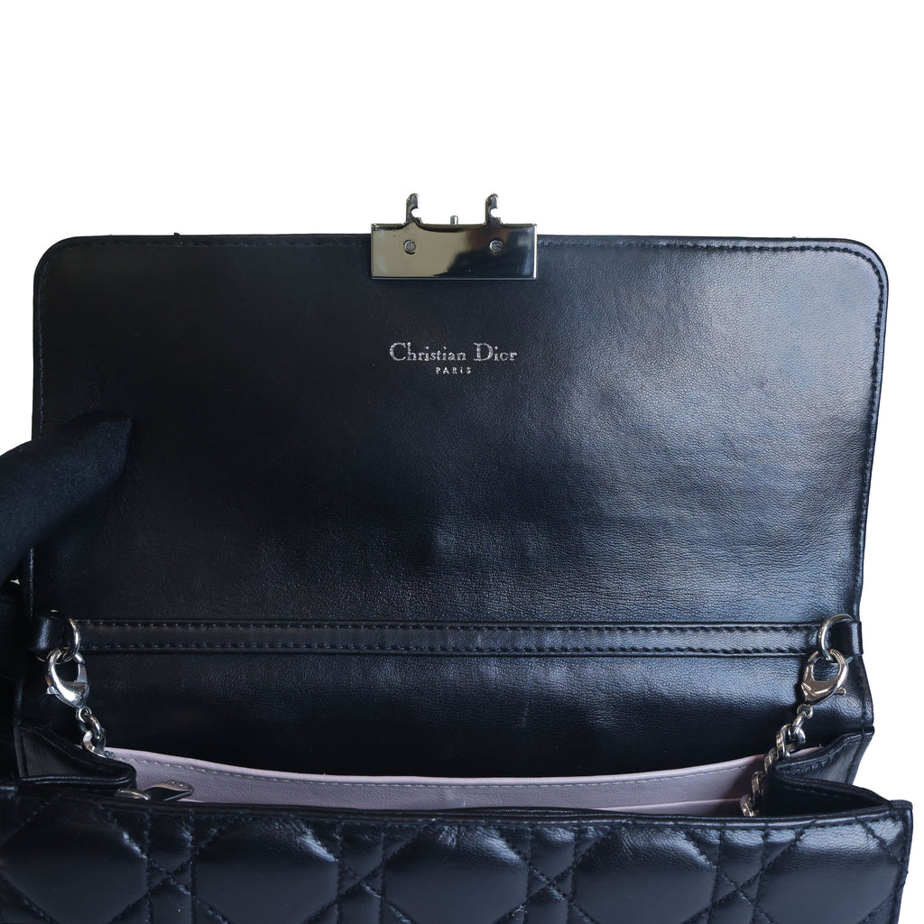 Preowned Christian Dior Miss Dior Cannage Leather Chain Shoulder Bag Black | Luxe Again Maison