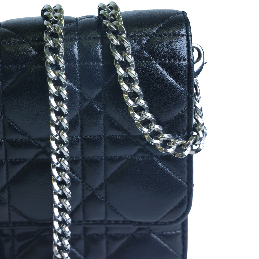 Preowned Christian Dior Miss Dior Cannage Leather Chain Shoulder Bag Black | Luxe Again Maison