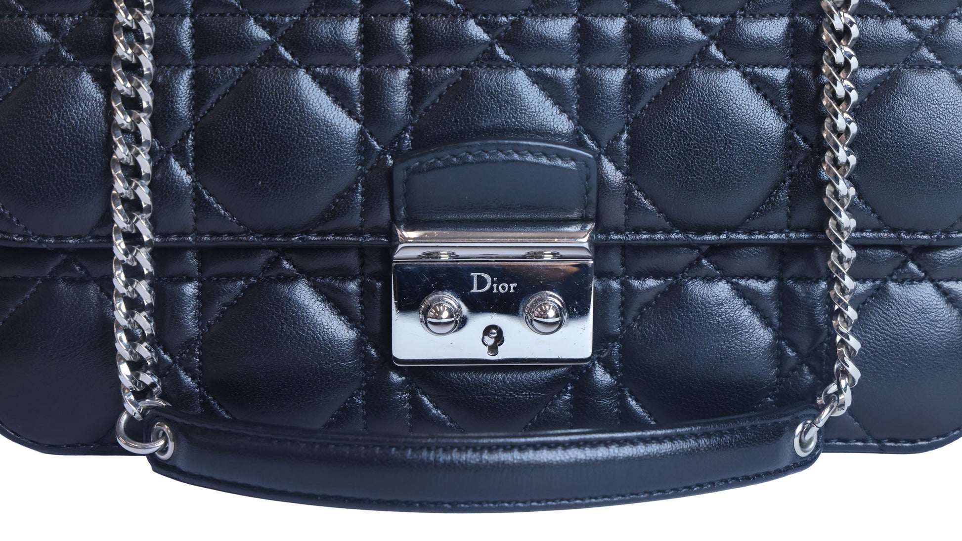 Preowned Christian Dior Miss Dior Cannage Leather Chain Shoulder Bag Black | Luxe Again Maison