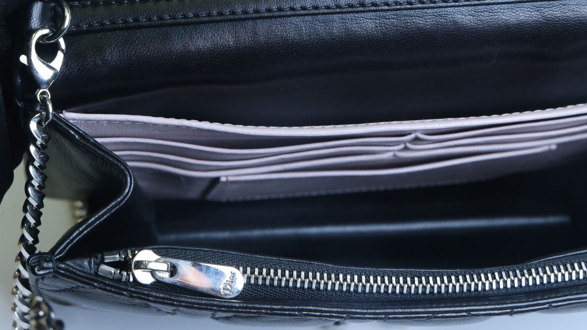 Preowned Christian Dior Miss Dior Cannage Leather Chain Shoulder Bag Black | Luxe Again Maison