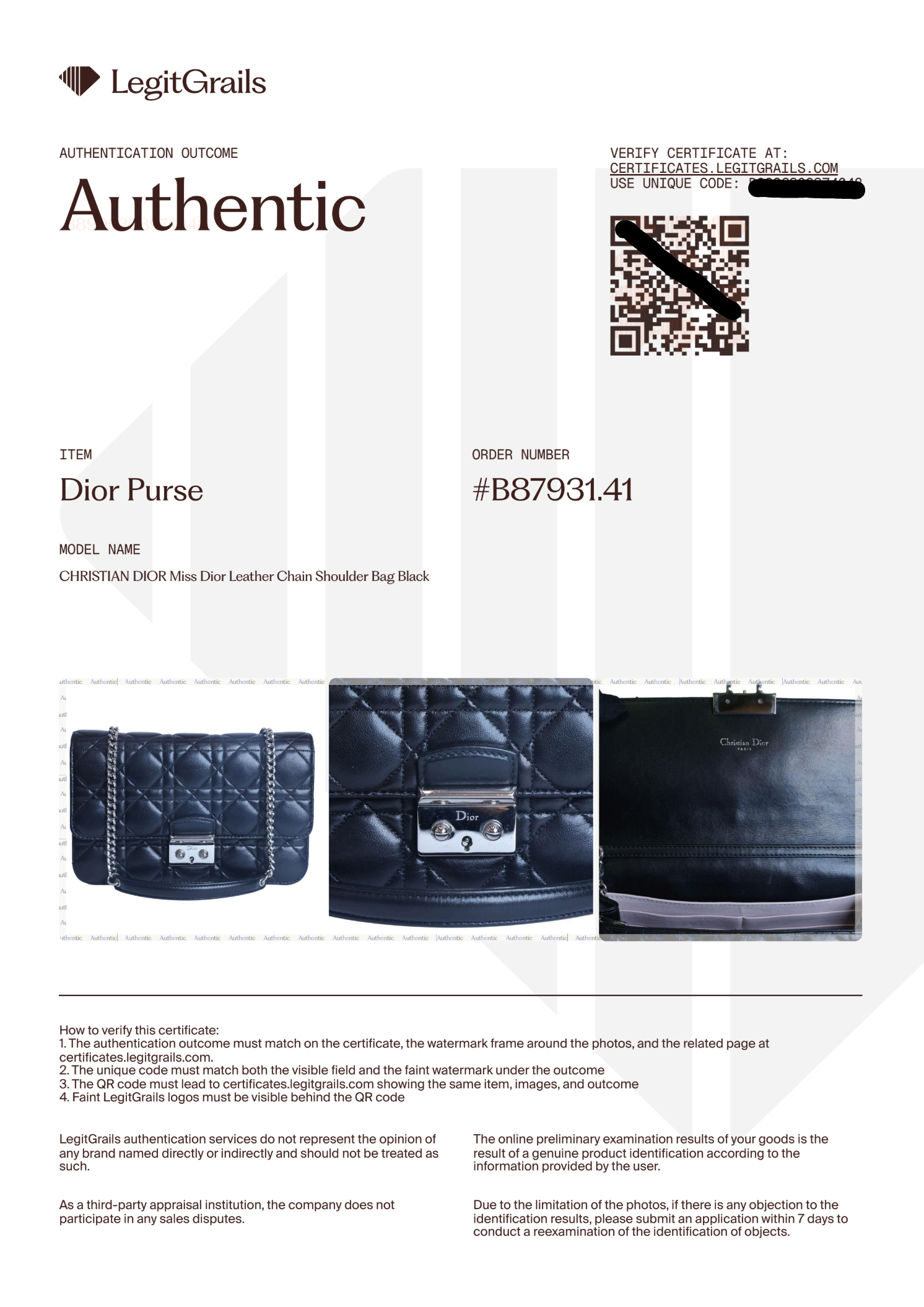 Preowned Christian Dior Miss Dior Cannage Leather Chain Shoulder Bag Black | Luxe Again Maison