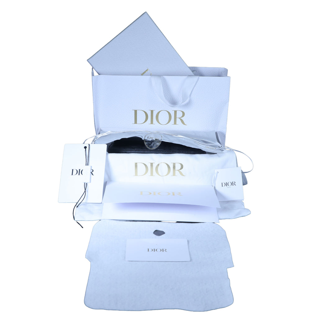 Preowned CHRISTIAN DIOR My Dior Talk Phone Pouch Cannage Lambkin Black | Luxe Again Maison
