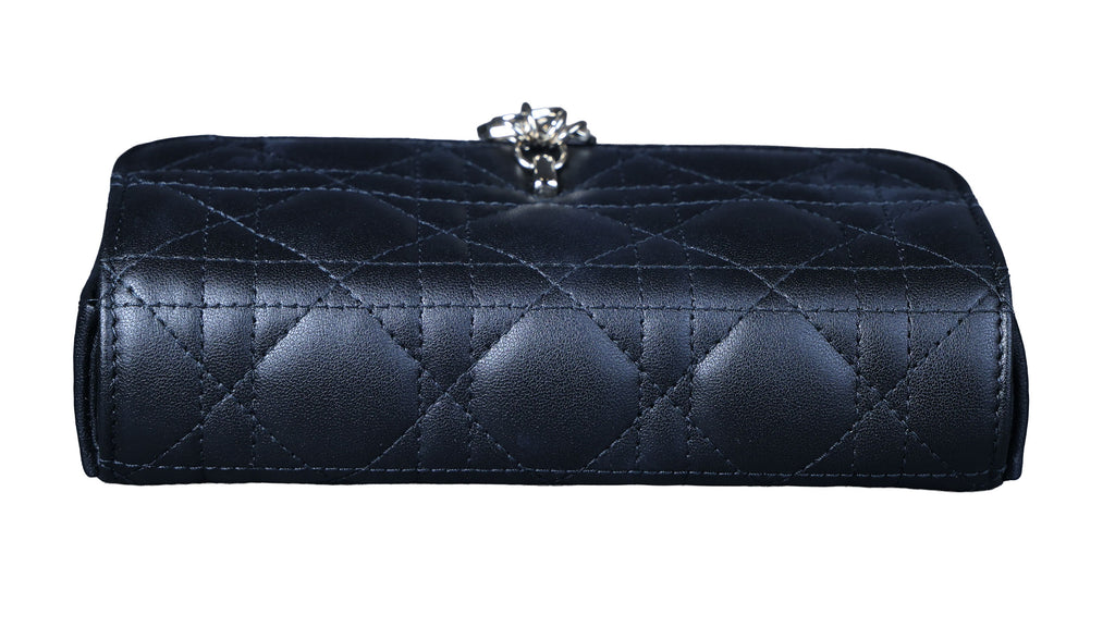 Preowned CHRISTIAN DIOR My Dior Talk Phone Pouch Cannage Lambkin Black | Luxe Again Maison