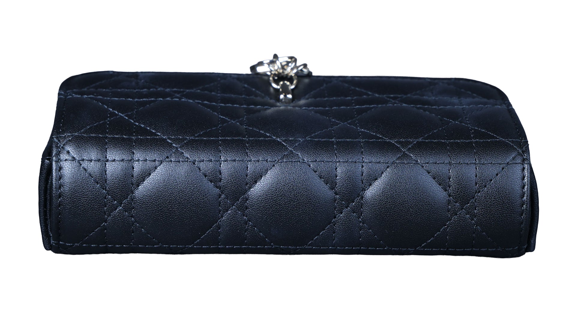 Preowned CHRISTIAN DIOR My Dior Talk Phone Pouch Cannage Lambkin Black | Luxe Again Maison