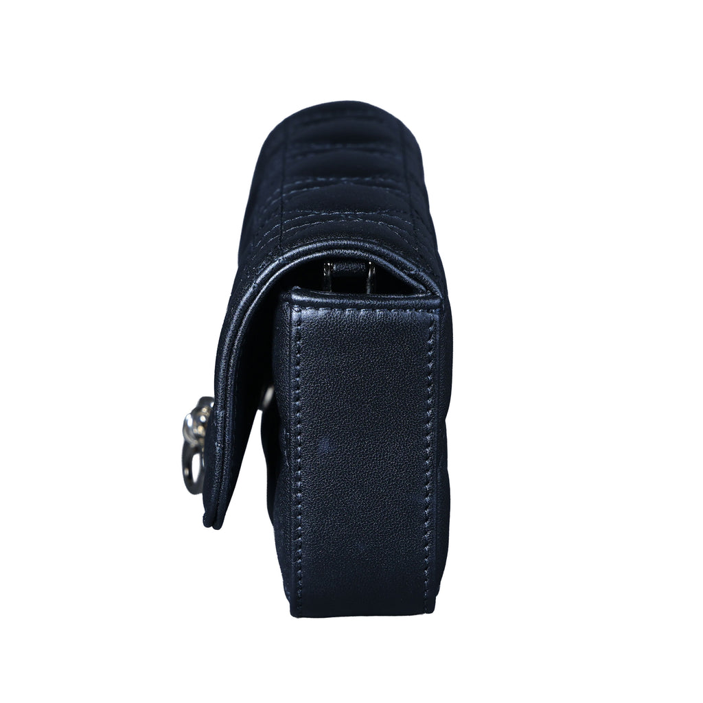 Preowned CHRISTIAN DIOR My Dior Talk Phone Pouch Cannage Lambkin Black | Luxe Again Maison