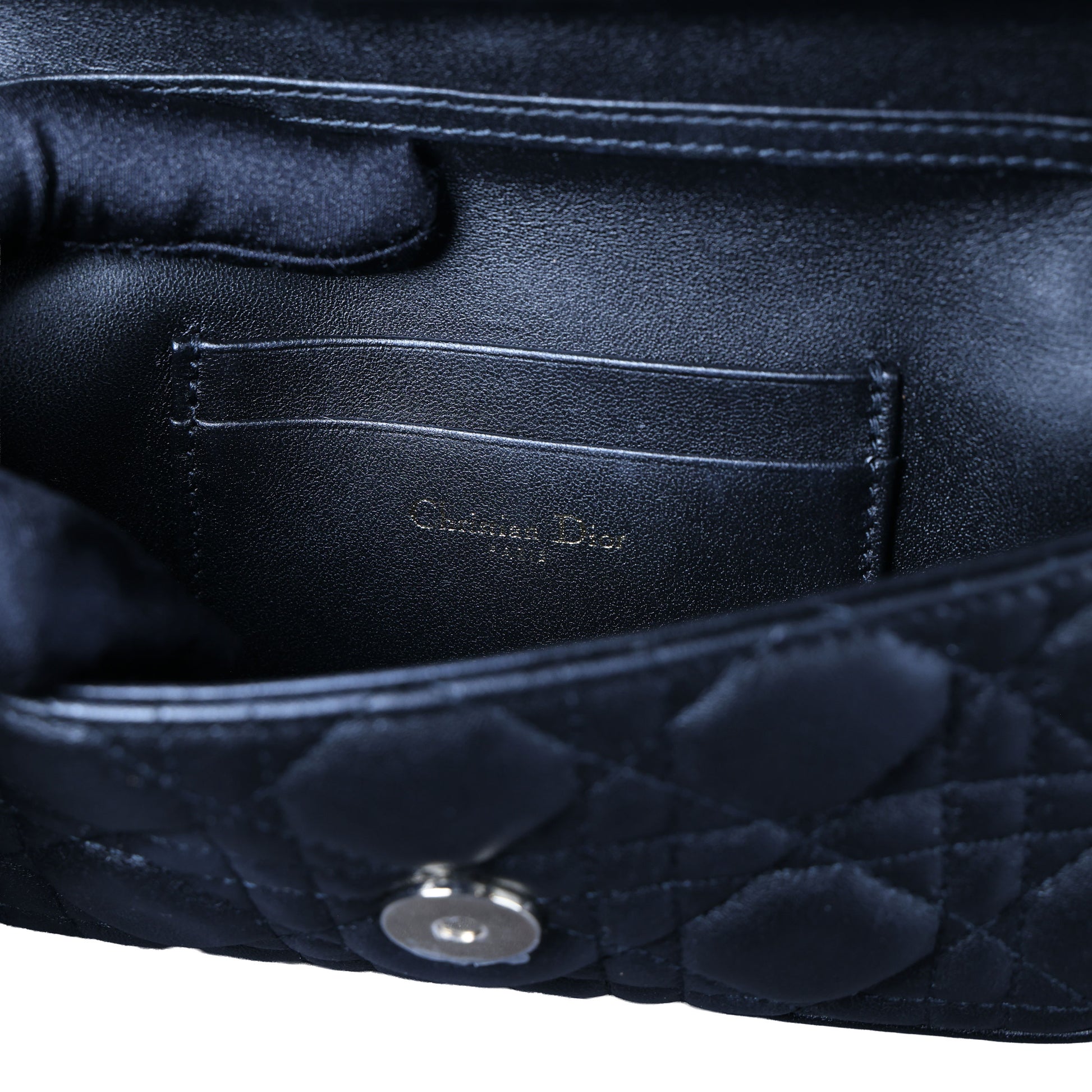 Preowned CHRISTIAN DIOR My Dior Talk Phone Pouch Cannage Lambkin Black | Luxe Again Maison