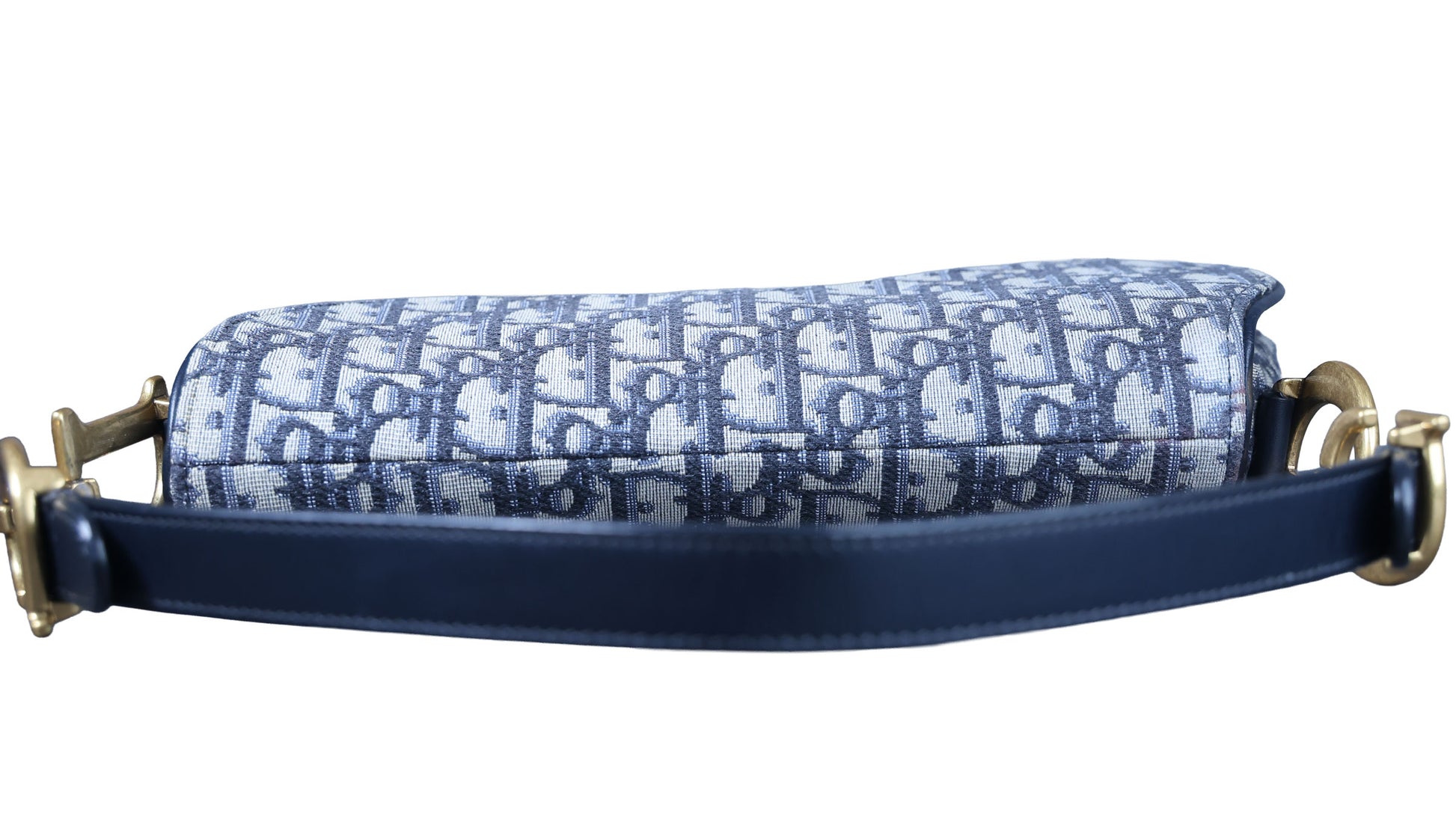 Preowned CHRISTIAN DIOR Oblique Saddle Bag Medium Canvas x Leather Blue | Luxe Again Maison