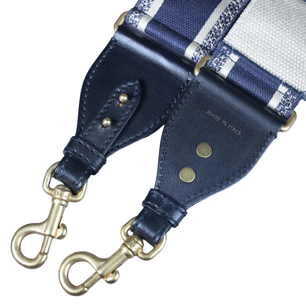 Preowned CHRISTIAN DIOR Oblique Saddle Bag Medium Canvas x Leather Blue | Luxe Again Maison