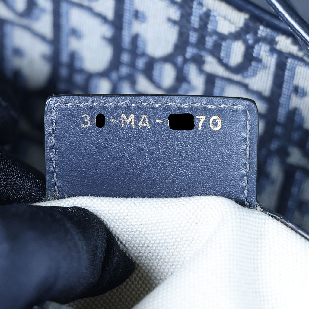 Preowned CHRISTIAN DIOR Oblique Saddle Bag Medium Canvas x Leather Blue | Luxe Again Maison