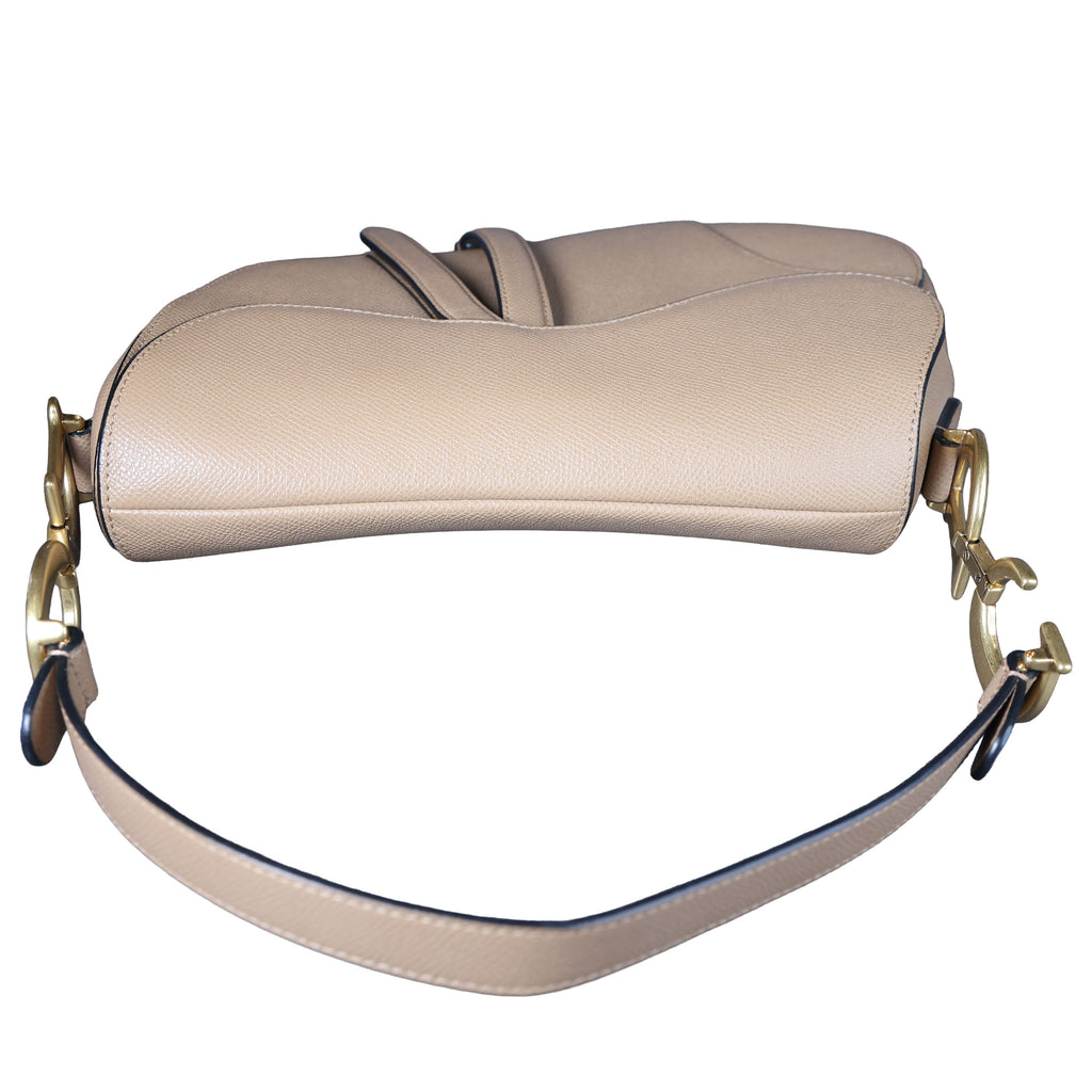 Preowned CHRISTIAN DIOR Saddle Bag Medium Leather Beige | Luxe Again Maison