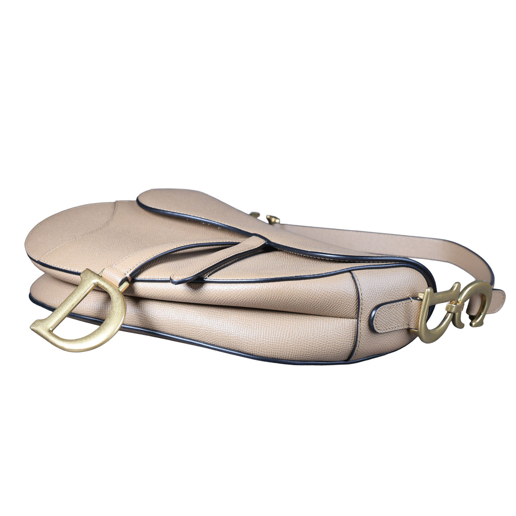 Preowned CHRISTIAN DIOR Saddle Bag Medium Leather Beige | Luxe Again Maison