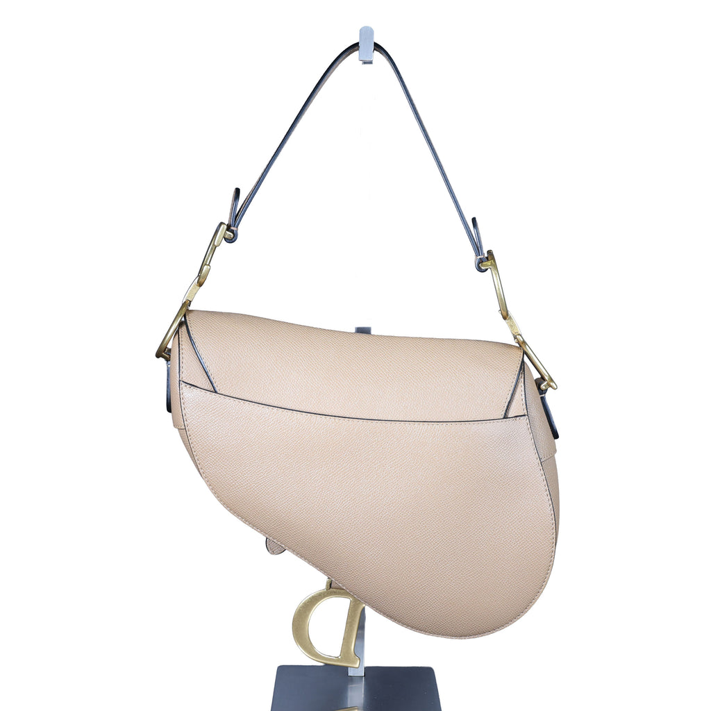 Preowned CHRISTIAN DIOR Saddle Bag Medium Leather Beige | Luxe Again Maison