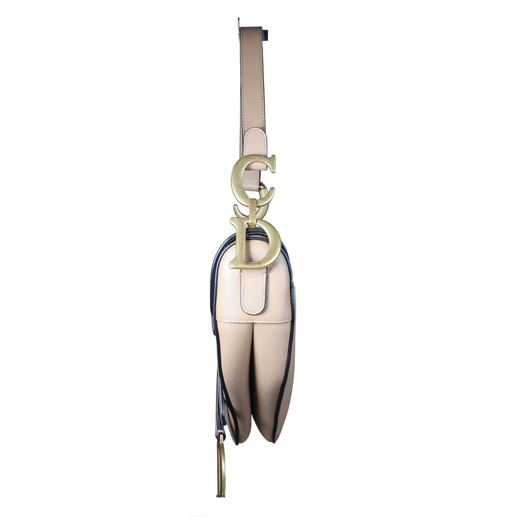 Preowned CHRISTIAN DIOR Saddle Bag Medium Leather Beige | Luxe Again Maison