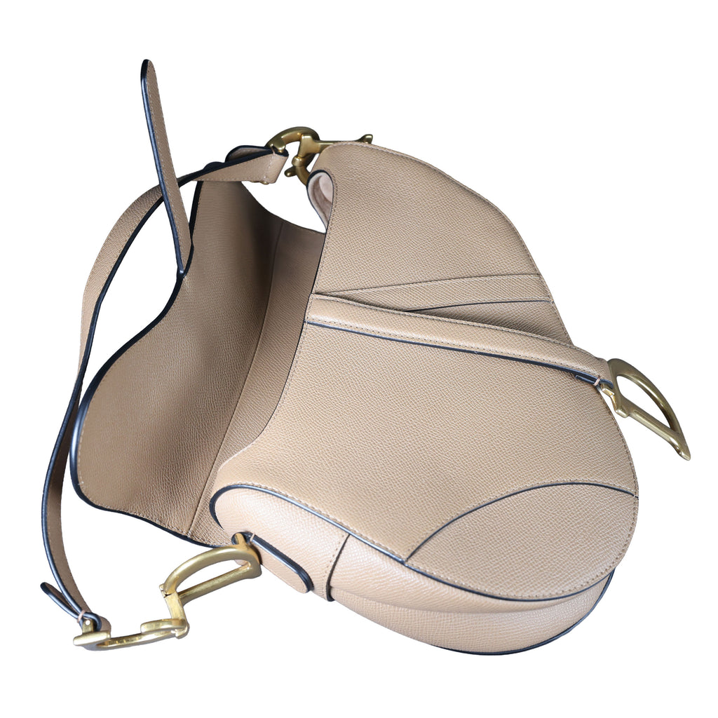 Preowned CHRISTIAN DIOR Saddle Bag Medium Leather Beige | Luxe Again Maison