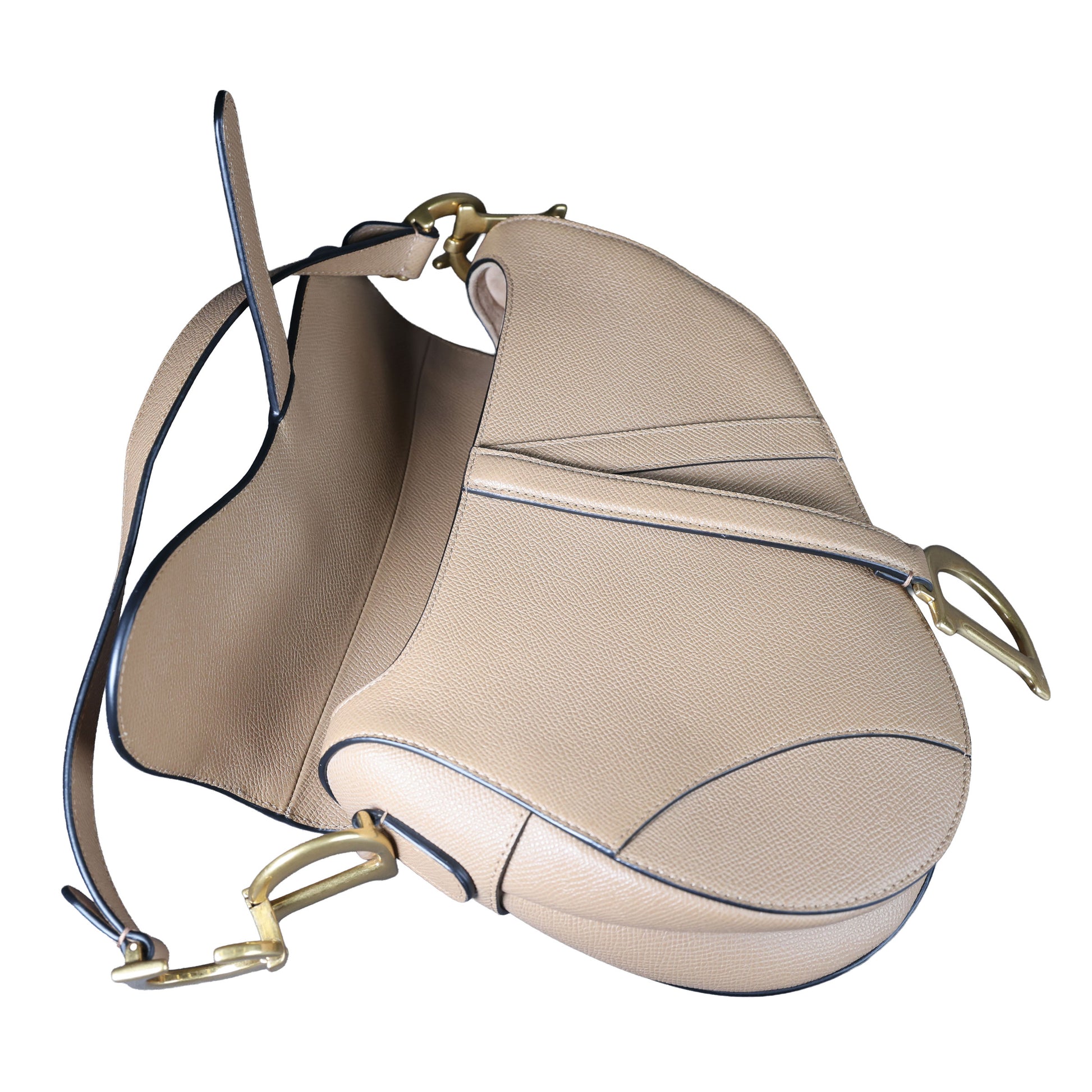 Preowned CHRISTIAN DIOR Saddle Bag Medium Leather Beige | Luxe Again Maison