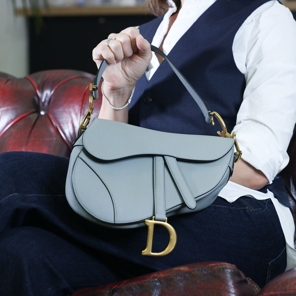 Preowned CHRISTIAN DIOR Saddle Bag Medium Leather Green | Luxe Again Maison