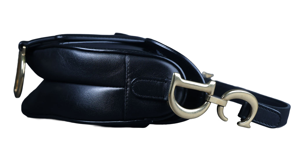 Preowned CHRISTIAN DIOR Saddle Bag Mini Leather Black | Luxe Again Maison