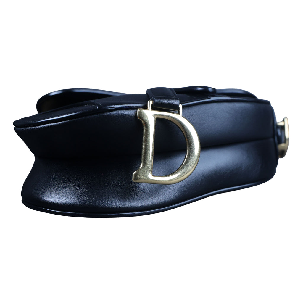 Preowned CHRISTIAN DIOR Saddle Bag Mini Leather Black | Luxe Again Maison