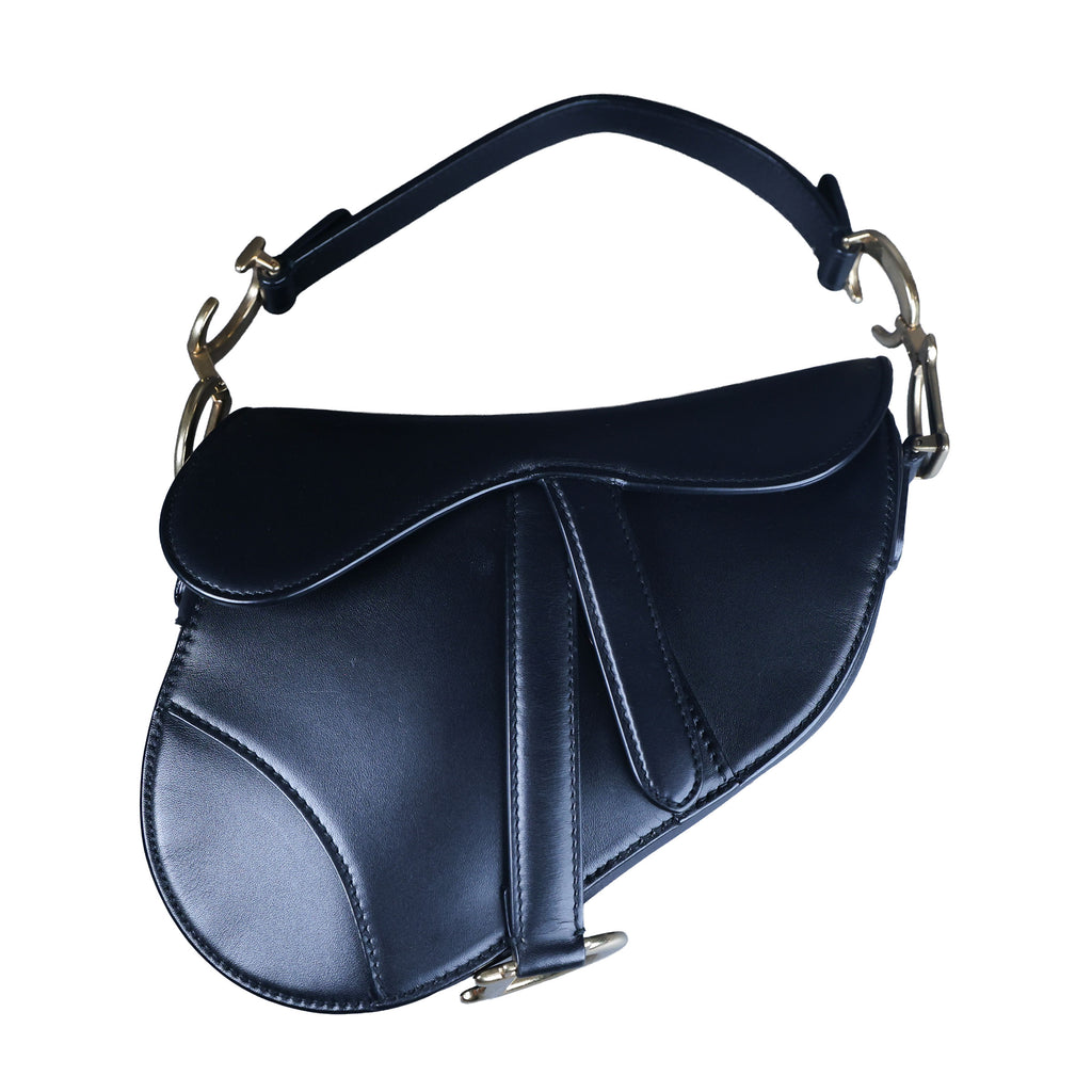Preowned CHRISTIAN DIOR Saddle Bag Mini Leather Black | Luxe Again Maison