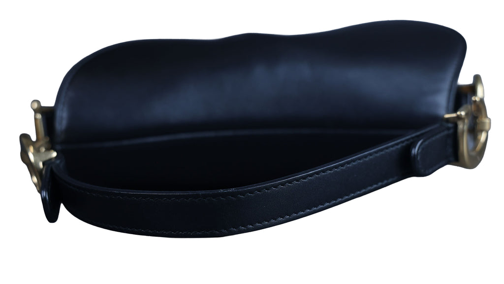 Preowned CHRISTIAN DIOR Saddle Bag Mini Leather Black | Luxe Again Maison
