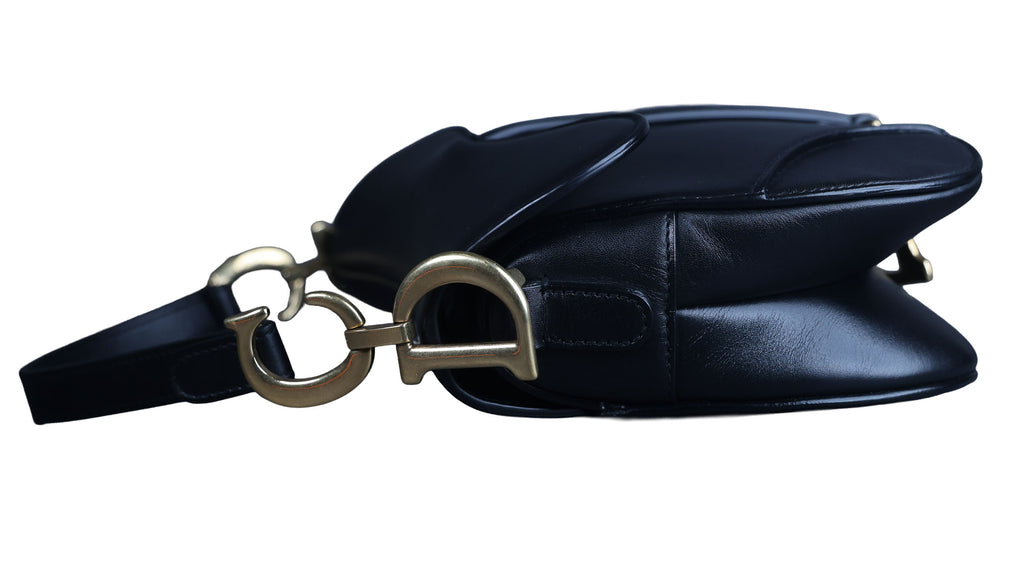 Preowned CHRISTIAN DIOR Saddle Bag Mini Leather Black | Luxe Again Maison