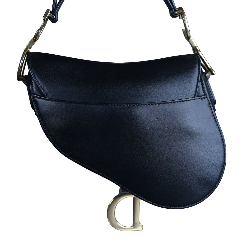 Preowned CHRISTIAN DIOR Saddle Bag Mini Leather Black | Luxe Again Maison