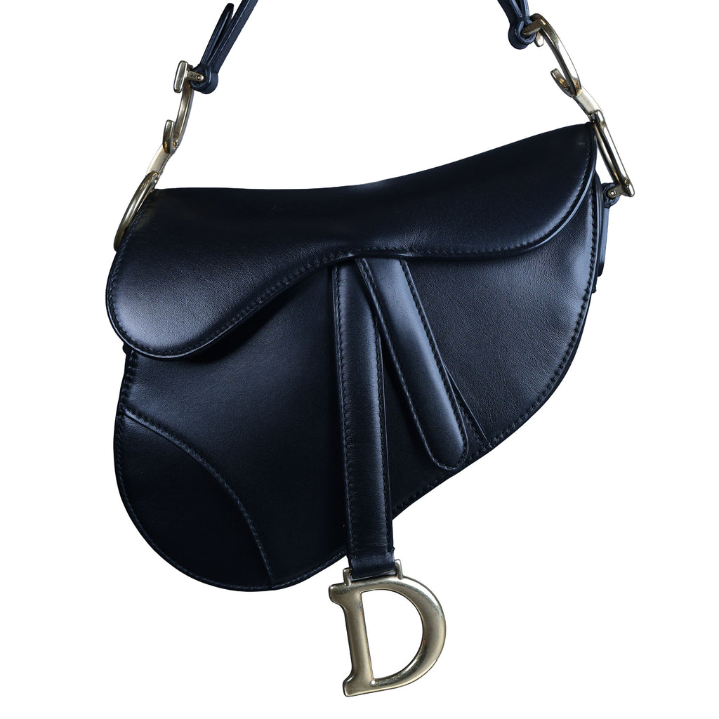 Preowned CHRISTIAN DIOR Saddle Bag Mini Leather Black | Luxe Again Maison