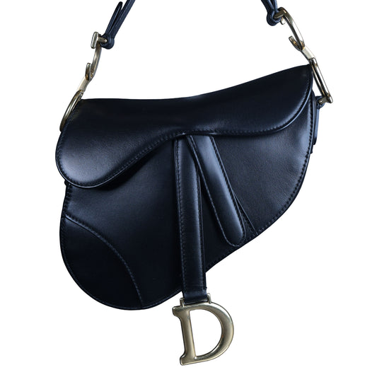 Preowned CHRISTIAN DIOR Saddle Bag Mini Leather Black | Luxe Again Maison