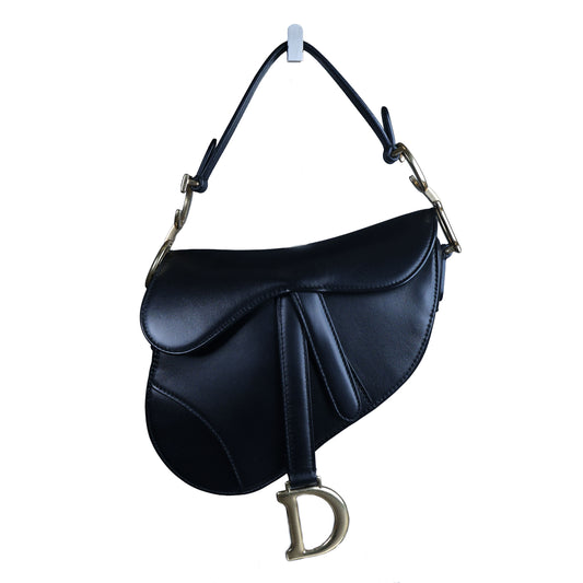 Preowned CHRISTIAN DIOR Saddle Bag Mini Leather Black | Luxe Again Maison