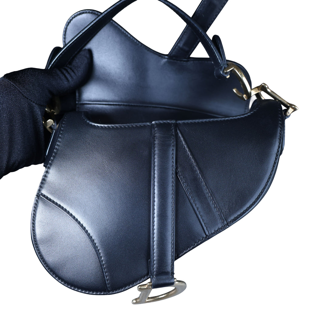 Preowned CHRISTIAN DIOR Saddle Bag Mini Leather Black | Luxe Again Maison
