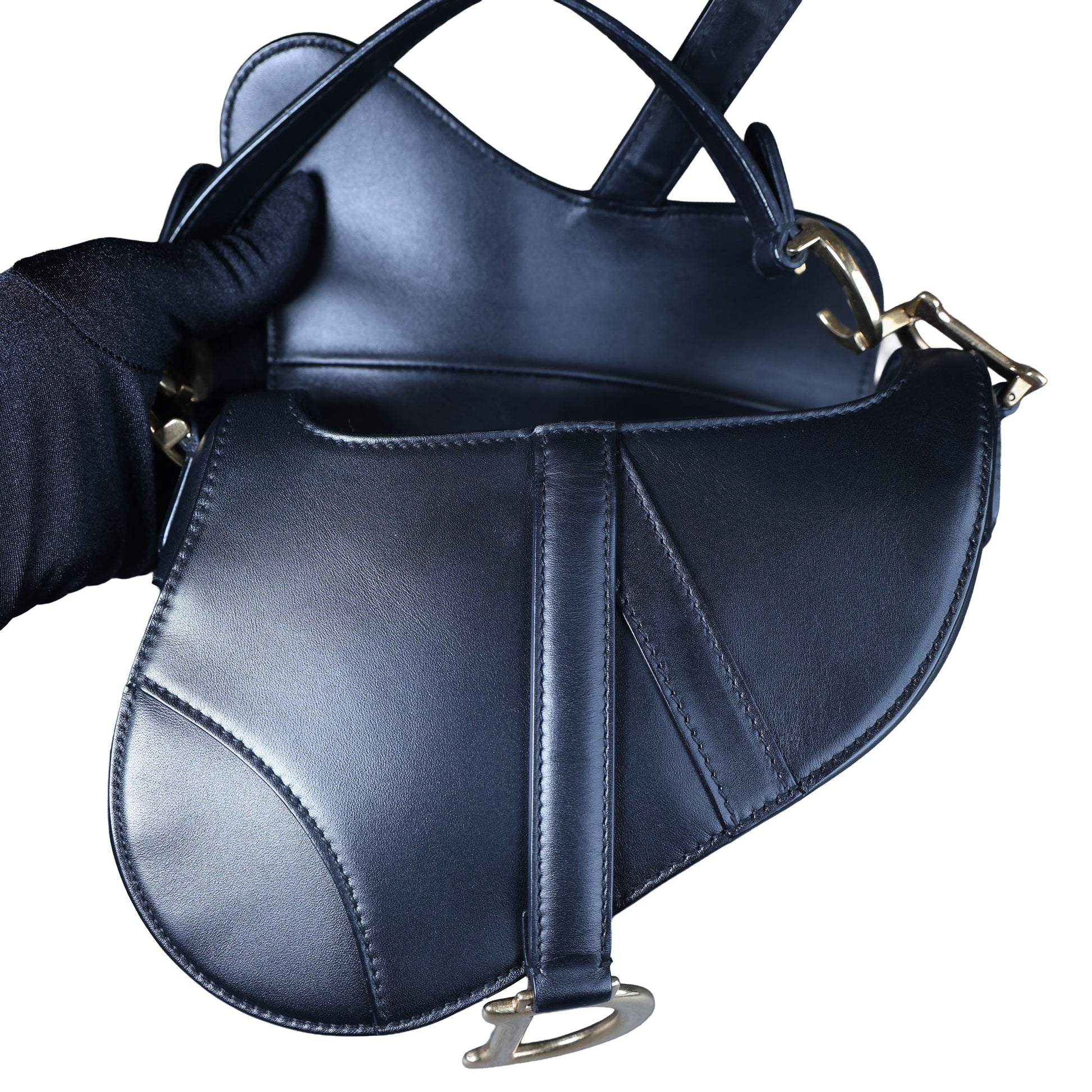 Preowned CHRISTIAN DIOR Saddle Bag Mini Leather Black | Luxe Again Maison