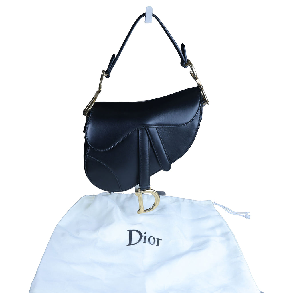 Preowned CHRISTIAN DIOR Saddle Bag Mini Leather Black | Luxe Again Maison