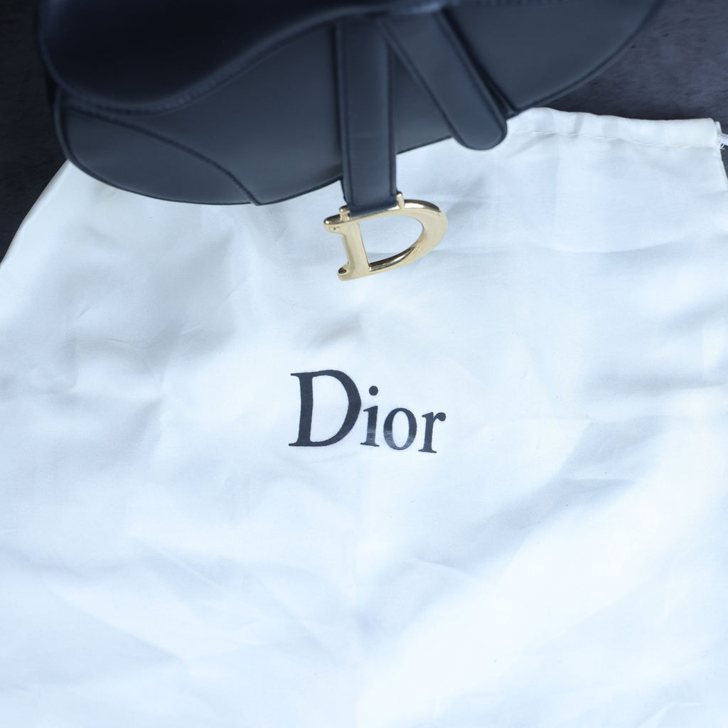 Preowned CHRISTIAN DIOR Saddle Bag Mini Leather Black | Luxe Again Maison