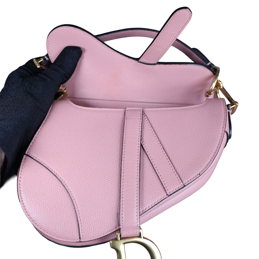 Preowned CHRISTIAN DIOR Saddle Bag Mini Leather Pink | Luxe Again Maison
