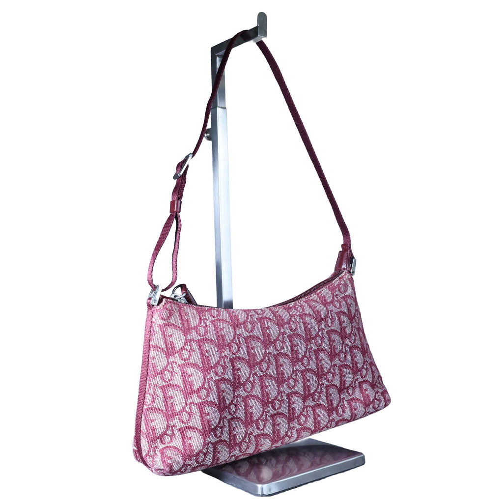 Preowned CHRISTIAN DIOR  Vintage Trotter Canvas x Leather Red Shoulder Bag | Luxe Again Mason