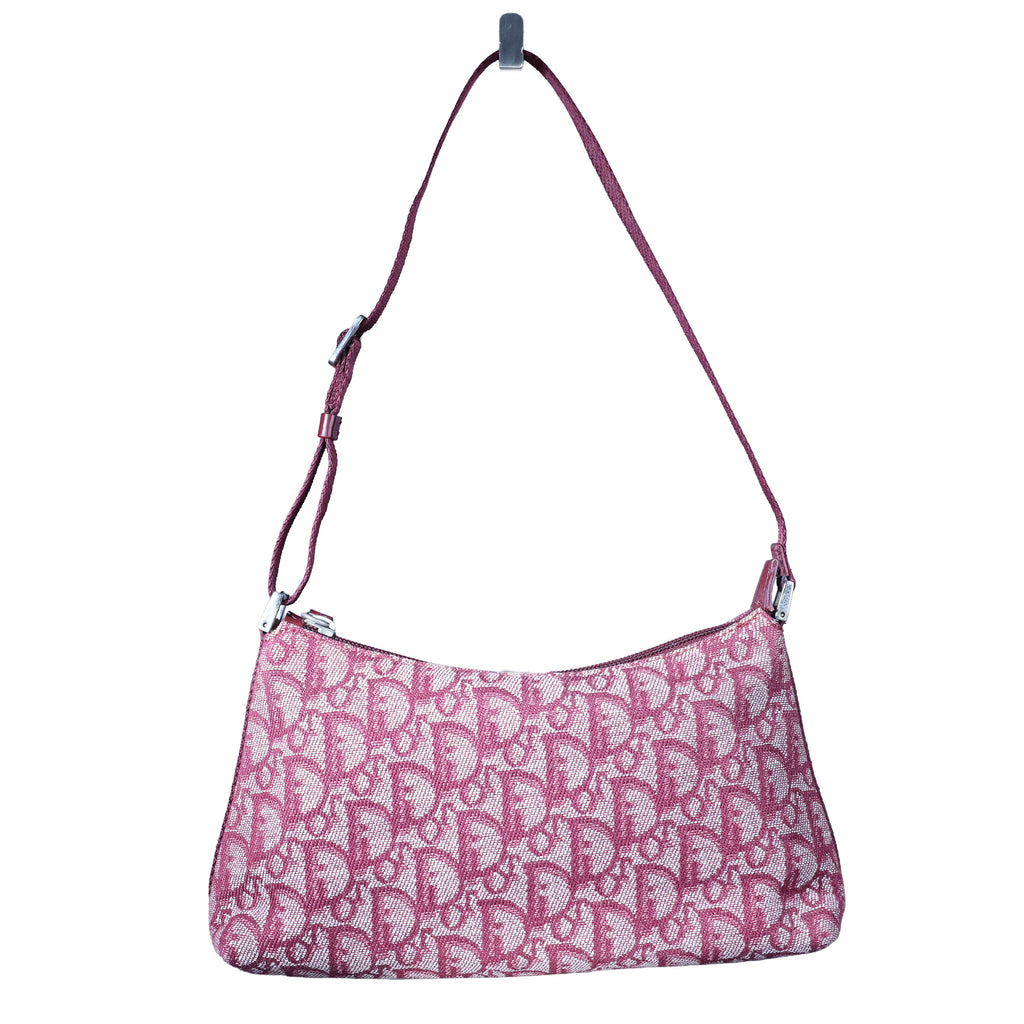 Preowned CHRISTIAN DIOR  Vintage Trotter Canvas x Leather Red Shoulder Bag | Luxe Again Mason