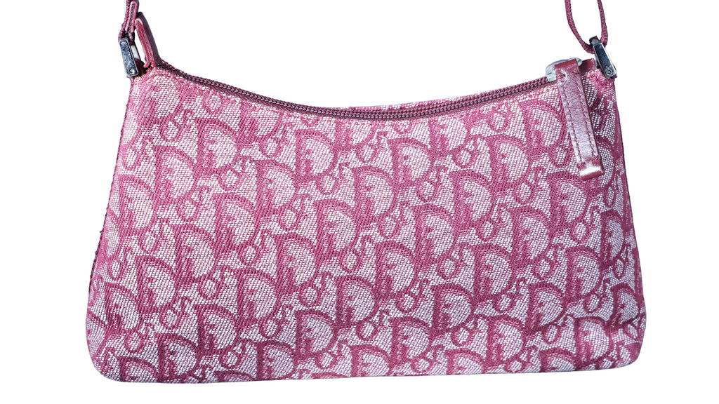 Preowned CHRISTIAN DIOR  Vintage Trotter Canvas x Leather Red Shoulder Bag | Luxe Again Mason
