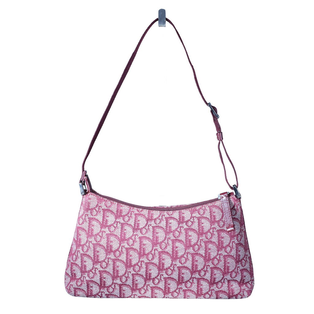 Preowned CHRISTIAN DIOR  Vintage Trotter Canvas x Leather Red Shoulder Bag | Luxe Again Mason
